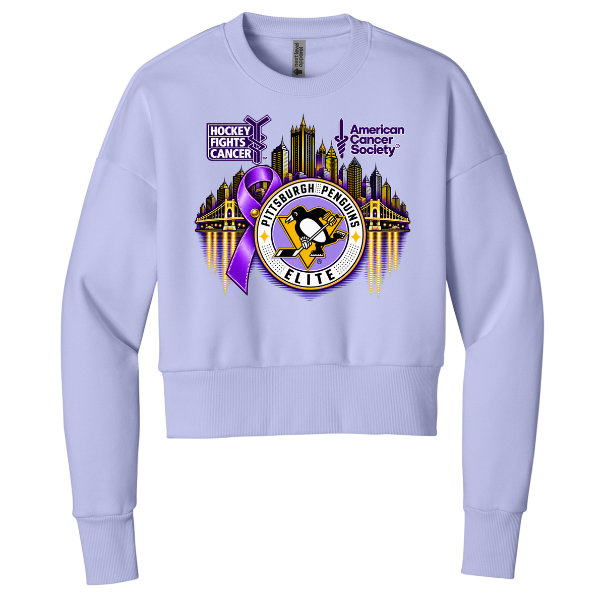 Adult/Womans | Pittsburgh Penguins Elite • Hockey Fights Cancer •  City Reflection Crewneck Sweatshirt