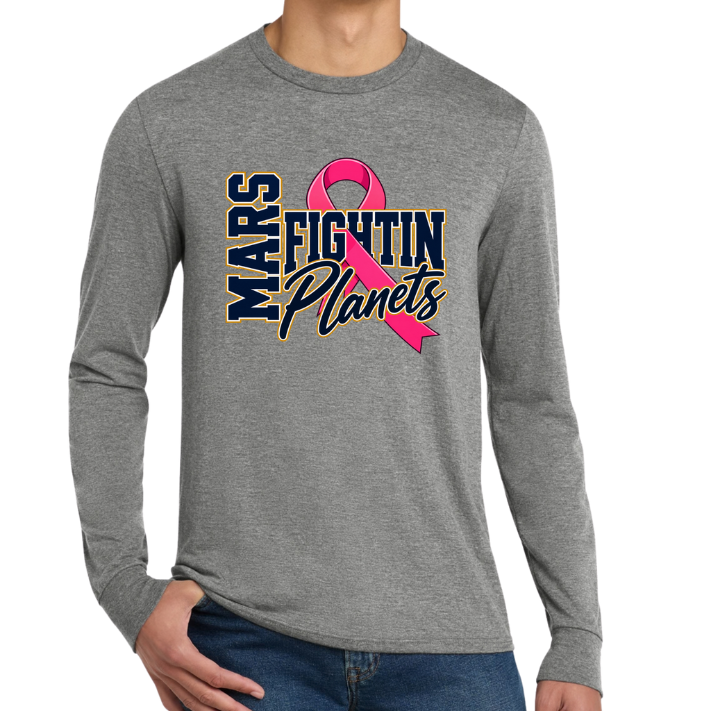 Pink Ribbon • Fightin’ Planets • District® Perfect Tri® Long Sleeve Tee