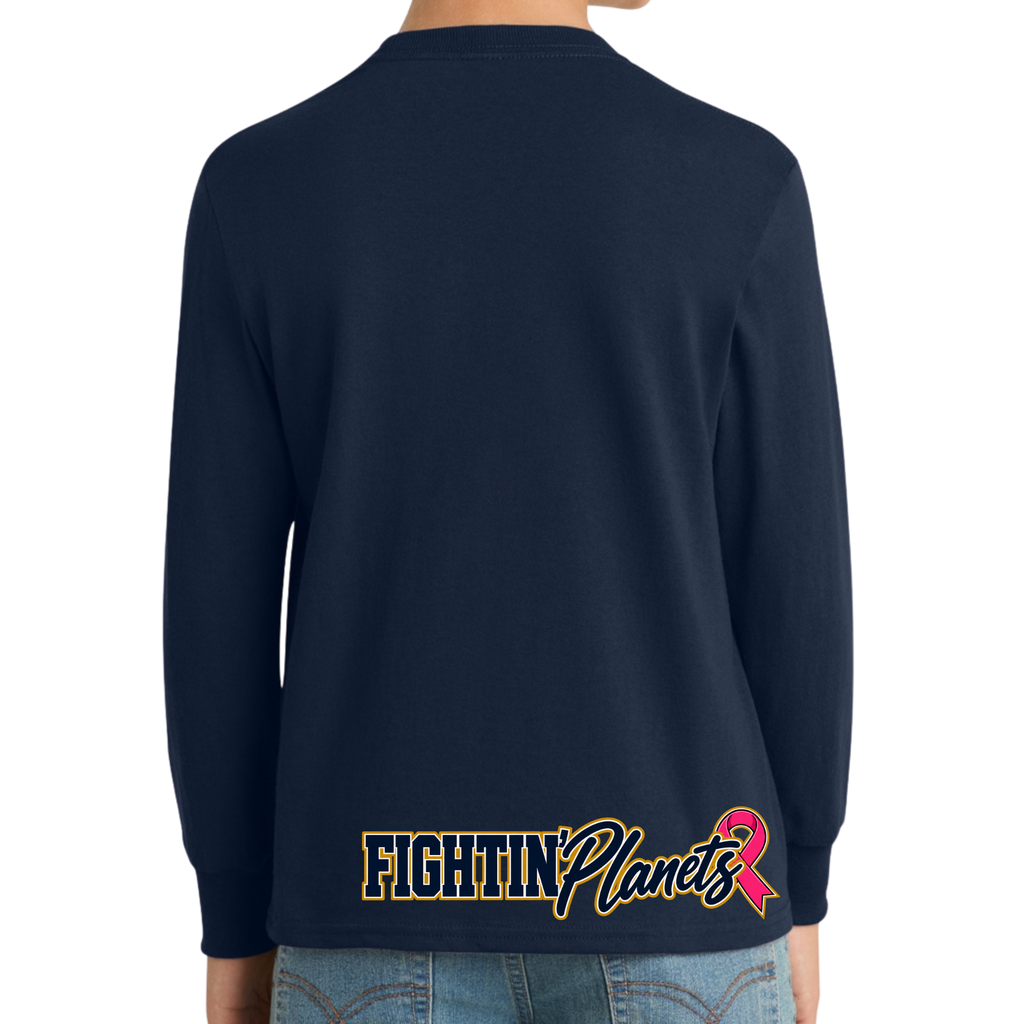 Pink Ribbon • Fightin Planet • Youth Long Sleeve Core Cotton Tee