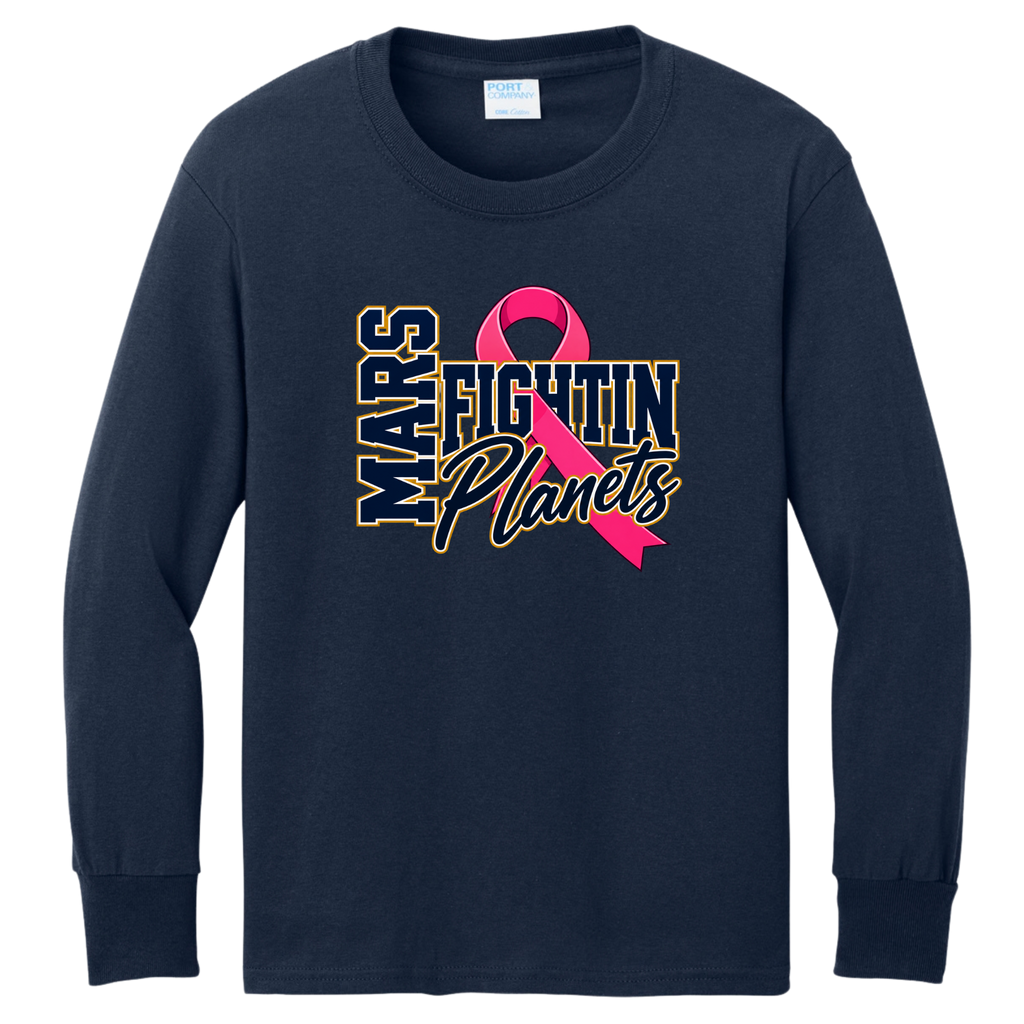 Pink Ribbon • Fightin Planet • Youth Long Sleeve Core Cotton Tee