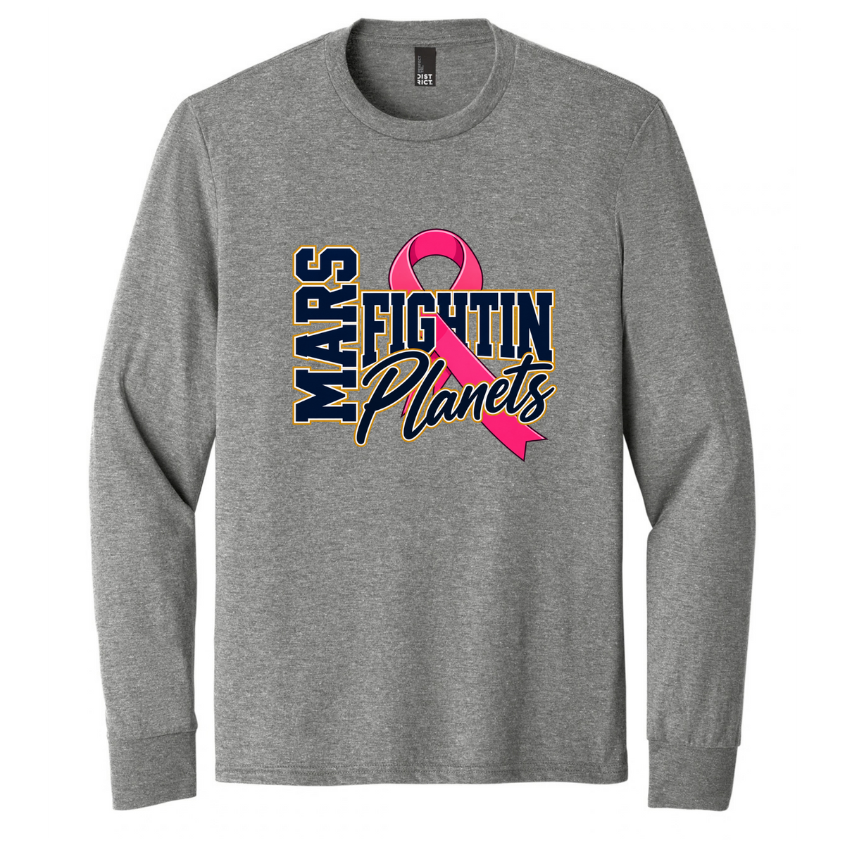 Pink Ribbon • Fightin’ Planets • District® Perfect Tri® Long Sleeve Tee