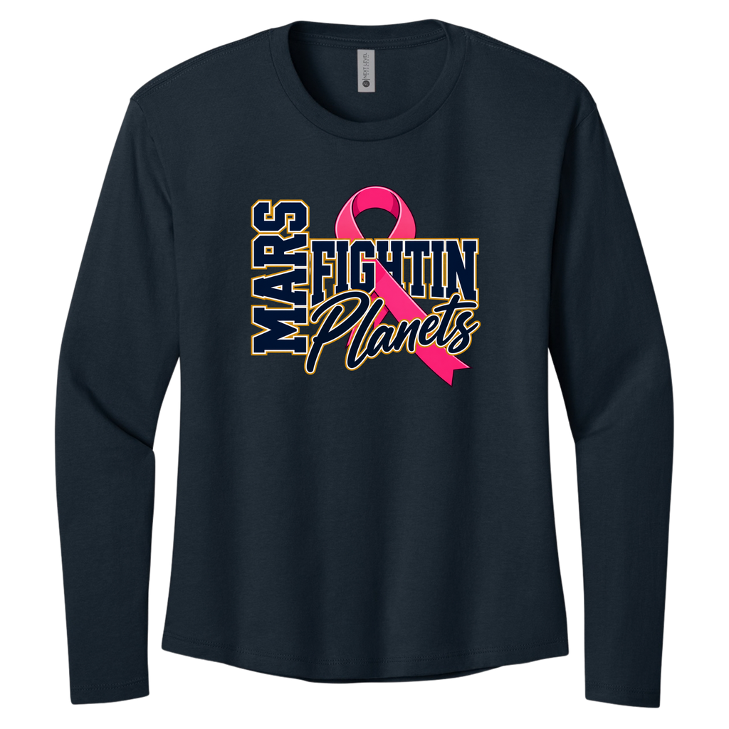 Pink Ribbon • Mars Fightin' Planet • Next Level Apparel® Women’s Cotton Relaxed Long Sleeve Tee