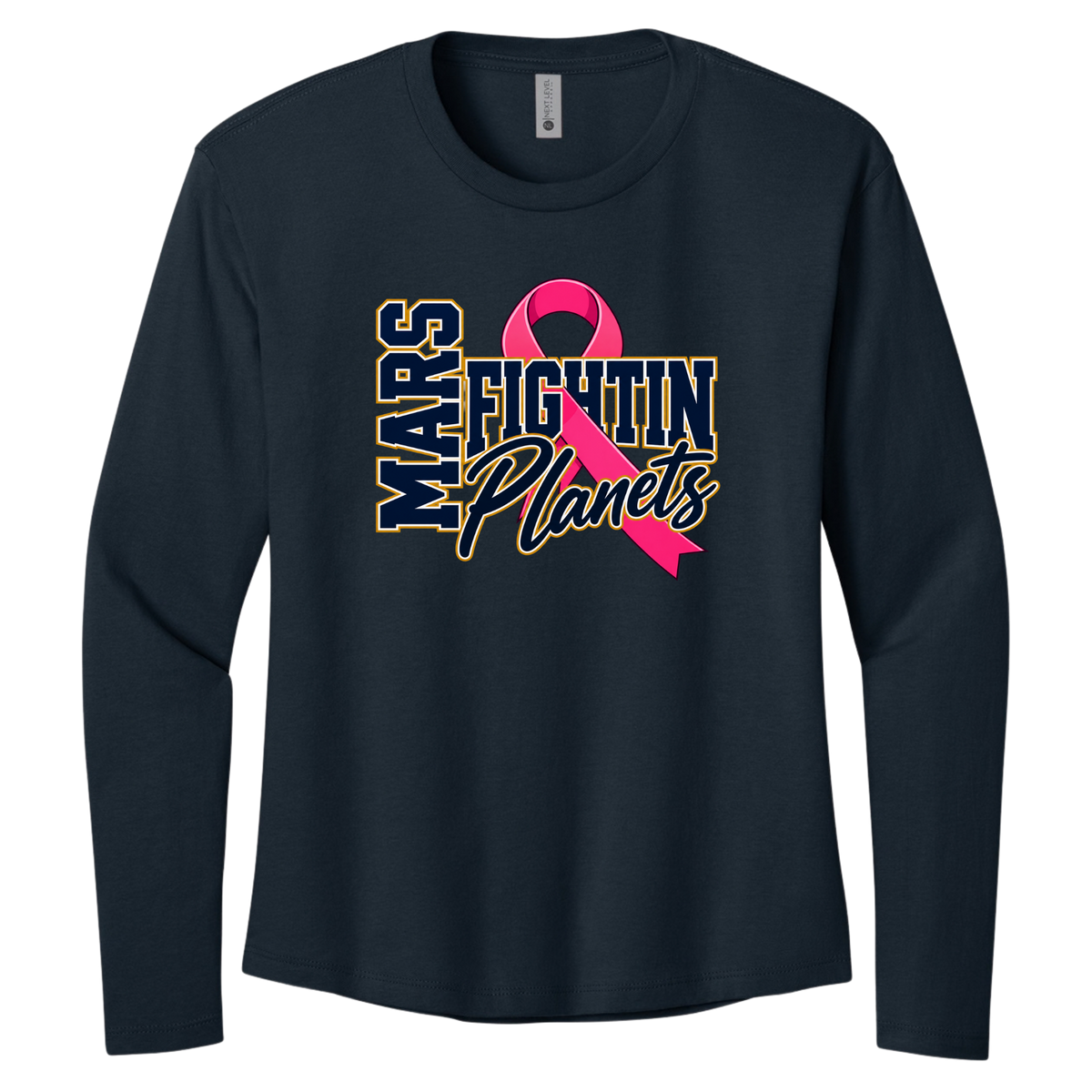 Pink Ribbon • Mars Fightin' Planet • Next Level Apparel® Women’s Cotton Relaxed Long Sleeve Tee