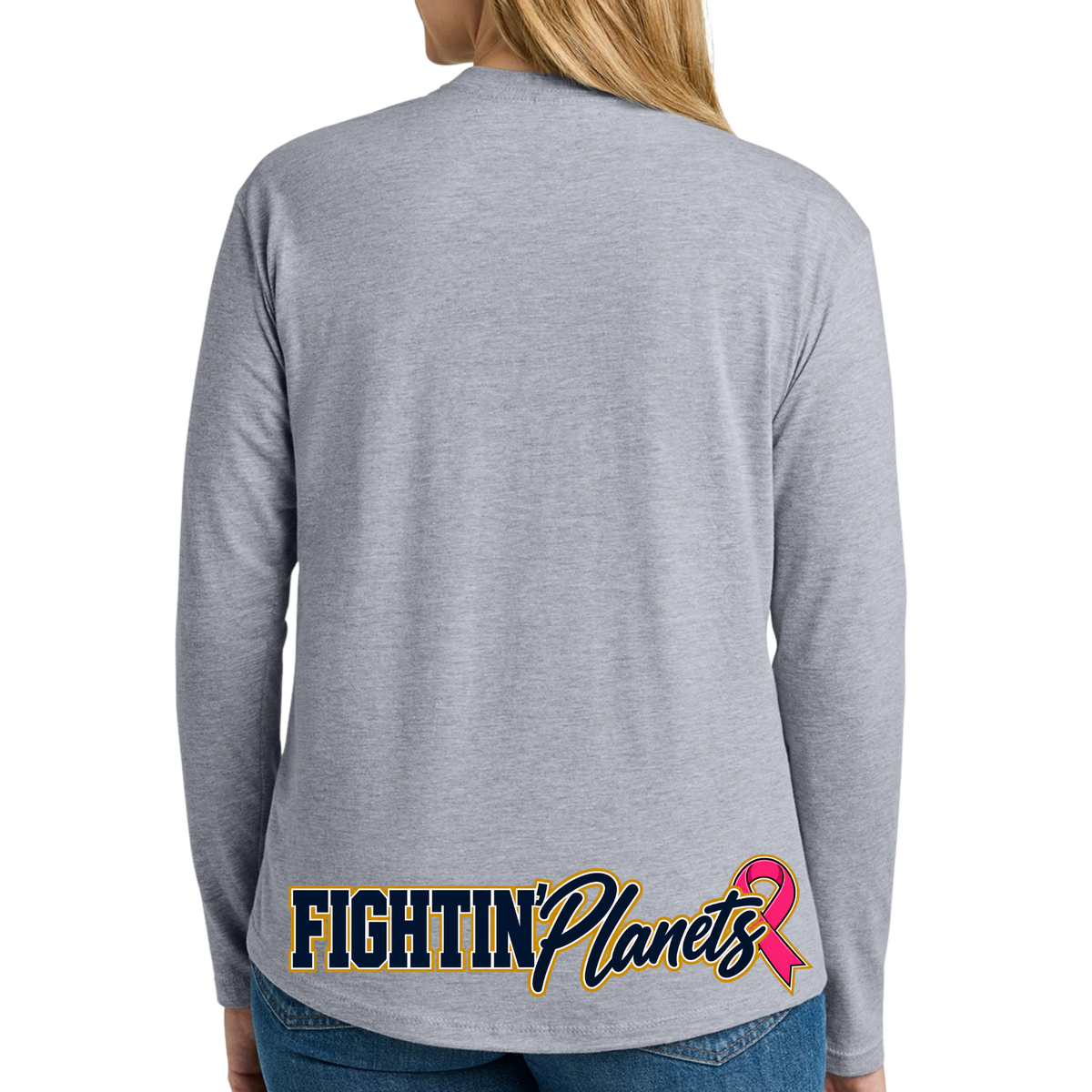 Pink Ribbon • Mars Fightin' Planet • Next Level Apparel® Women’s Cotton Relaxed Long Sleeve Tee