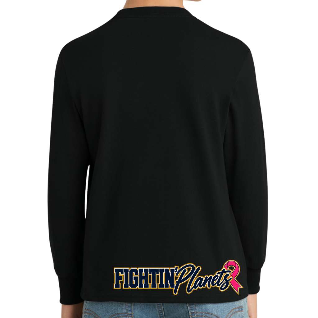 Pink Ribbon • Fightin Planet • Youth Long Sleeve Core Cotton Tee