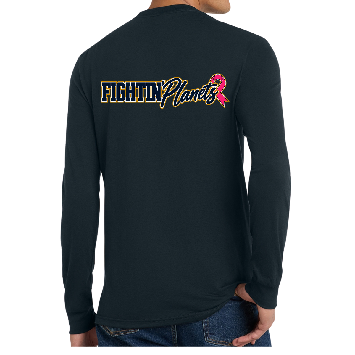 Pink Ribbon • Fightin’ Planets • District® Perfect Tri® Long Sleeve Tee