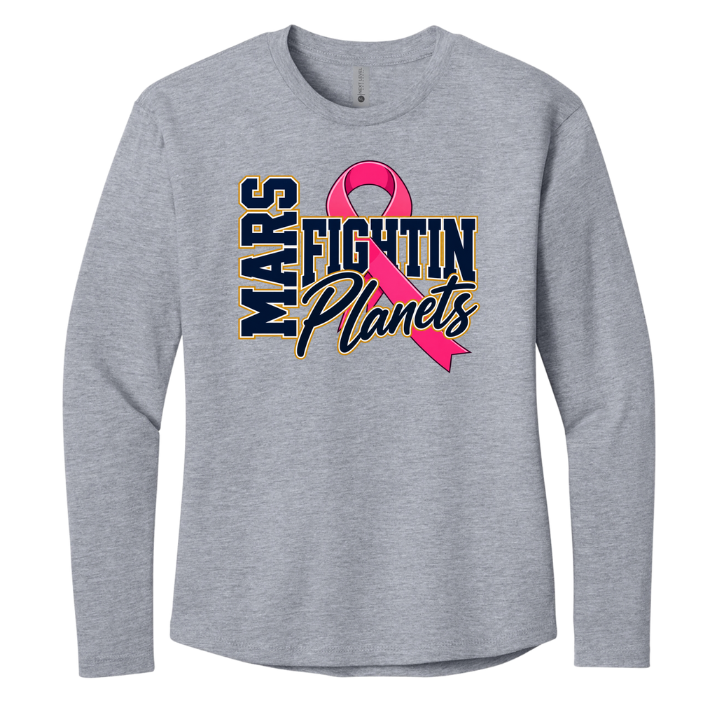Pink Ribbon • Mars Fightin' Planet • Next Level Apparel® Women’s Cotton Relaxed Long Sleeve Tee