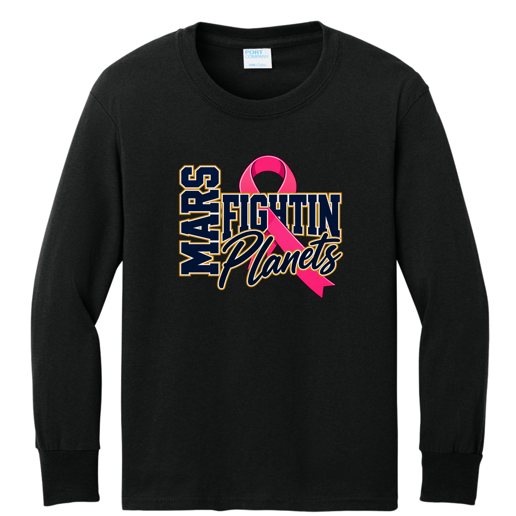 Pink Ribbon • Fightin Planet • Youth Long Sleeve Core Cotton Tee