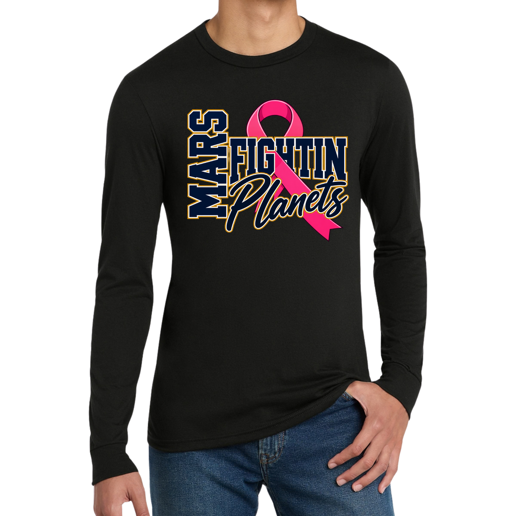 Pink Ribbon • Fightin’ Planets • District® Perfect Tri® Long Sleeve Tee