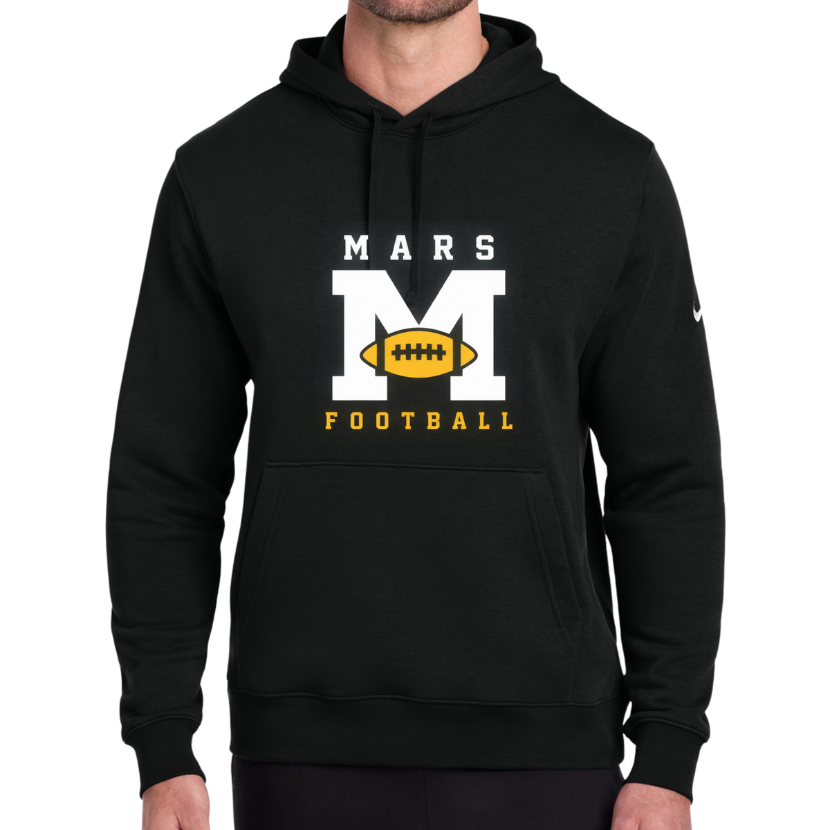 ADULT • MARS Football "M" • Nike Club Fleece Sleeve Swoosh Pullover Hoodie