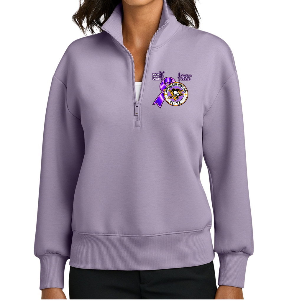Women's | Pittsburgh Penguins Elite • Purple Ribbon Logo Quarter Zip Sweatshirt