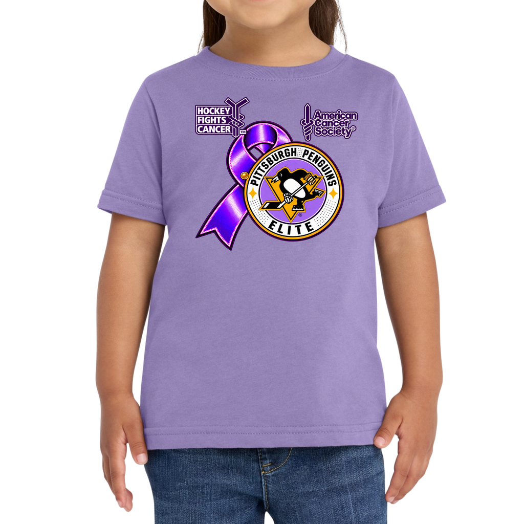 Toddler/Unisex | Pittsburgh Penguins Elite • Hockey Fights Cancer • Purple Ribbon Logo T Shirt