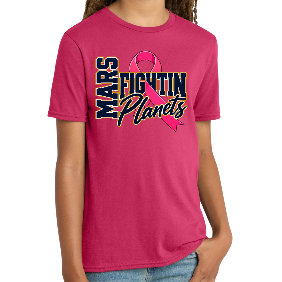 Pink Ribbon • Mars Fightin Planets Front Design  • District® Tee