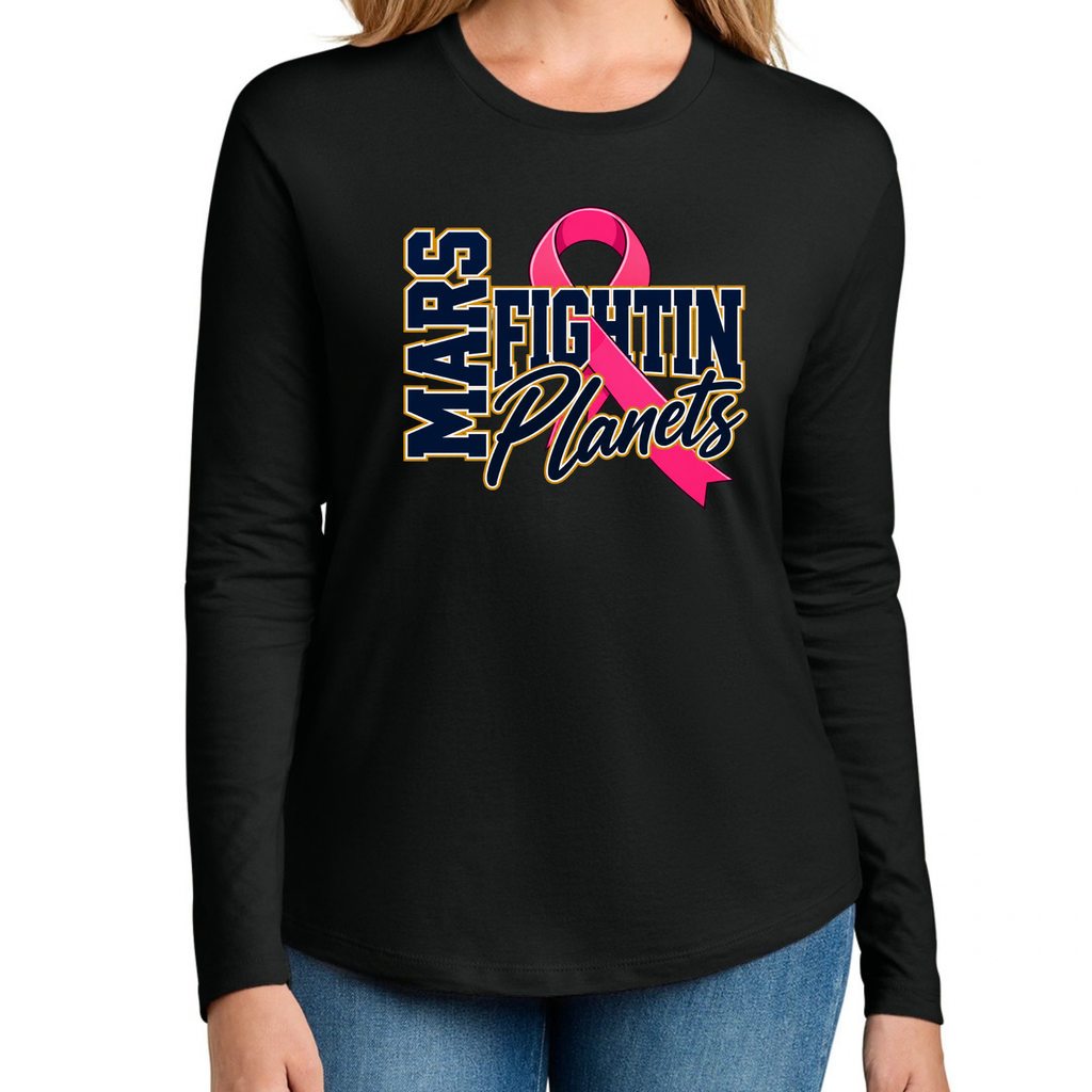 Pink Ribbon • Mars Fightin' Planet • Next Level Apparel® Women’s Cotton Relaxed Long Sleeve Tee