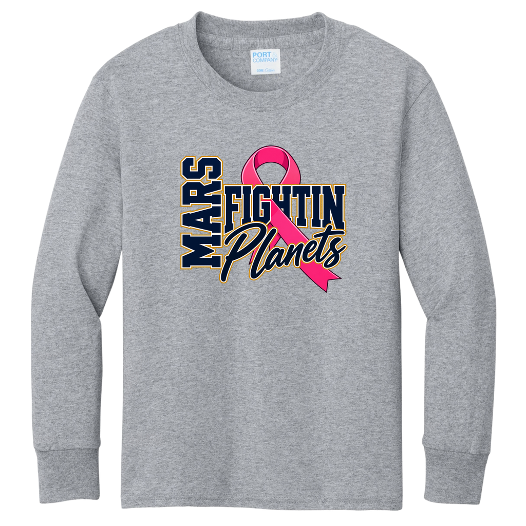 Pink Ribbon • Fightin Planet • Youth Long Sleeve Core Cotton Tee