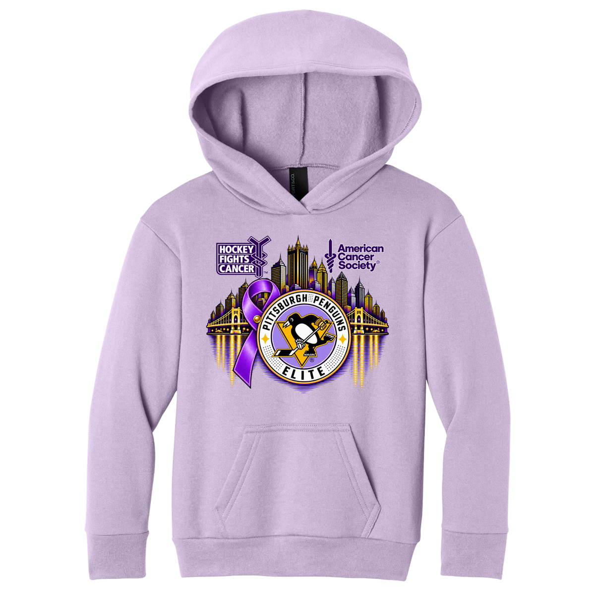 Youth/Unisex | Pittsburgh Penguins Elite • Hockey Fights Cancer • Youth City Reflection Hoodie