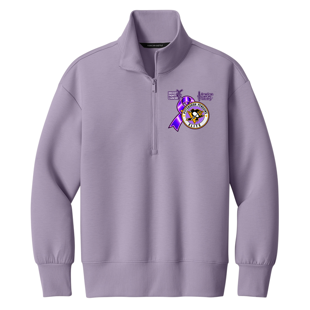 Women's | Pittsburgh Penguins Elite • Purple Ribbon Logo Quarter Zip Sweatshirt