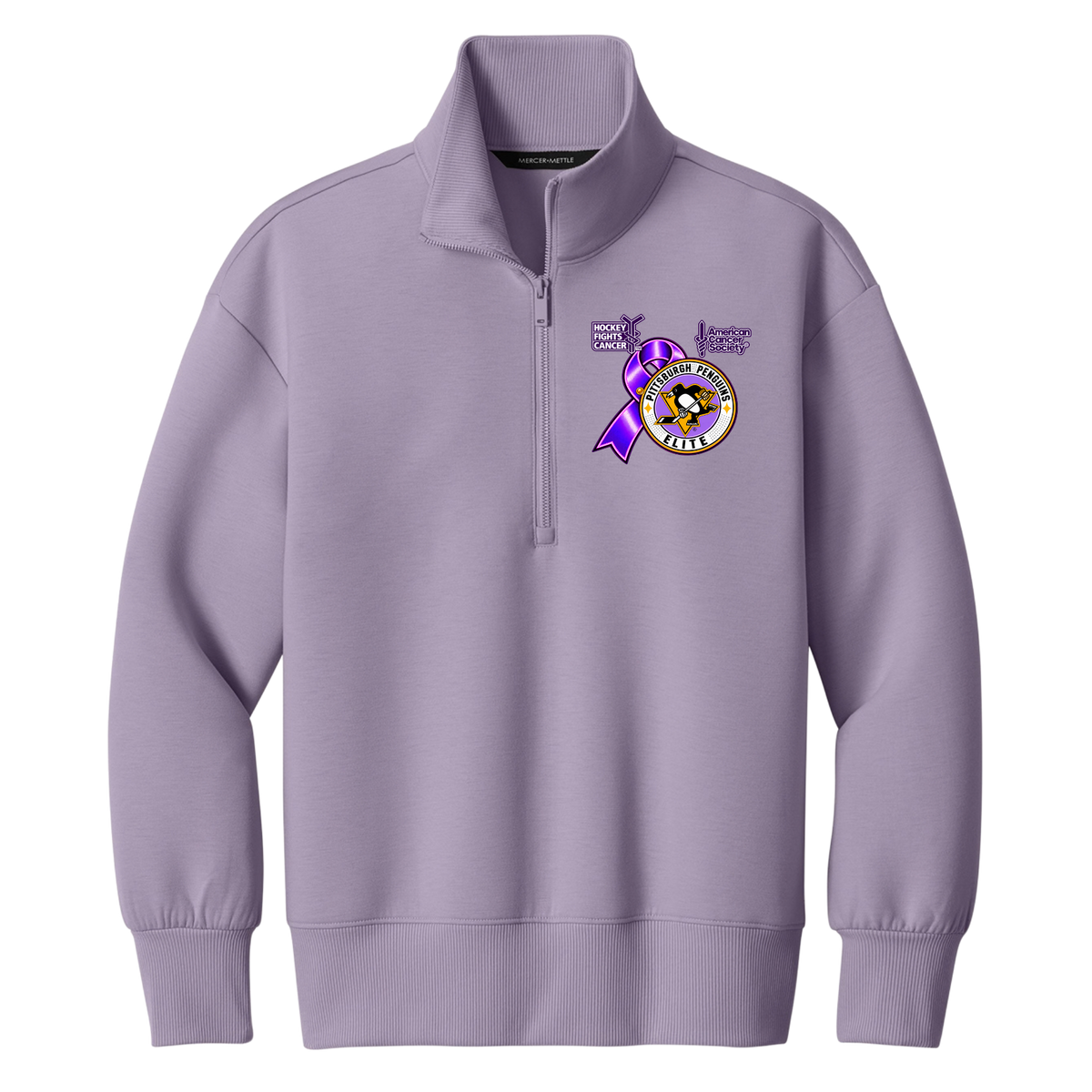Women's | Pittsburgh Penguins Elite • Purple Ribbon Logo Quarter Zip Sweatshirt
