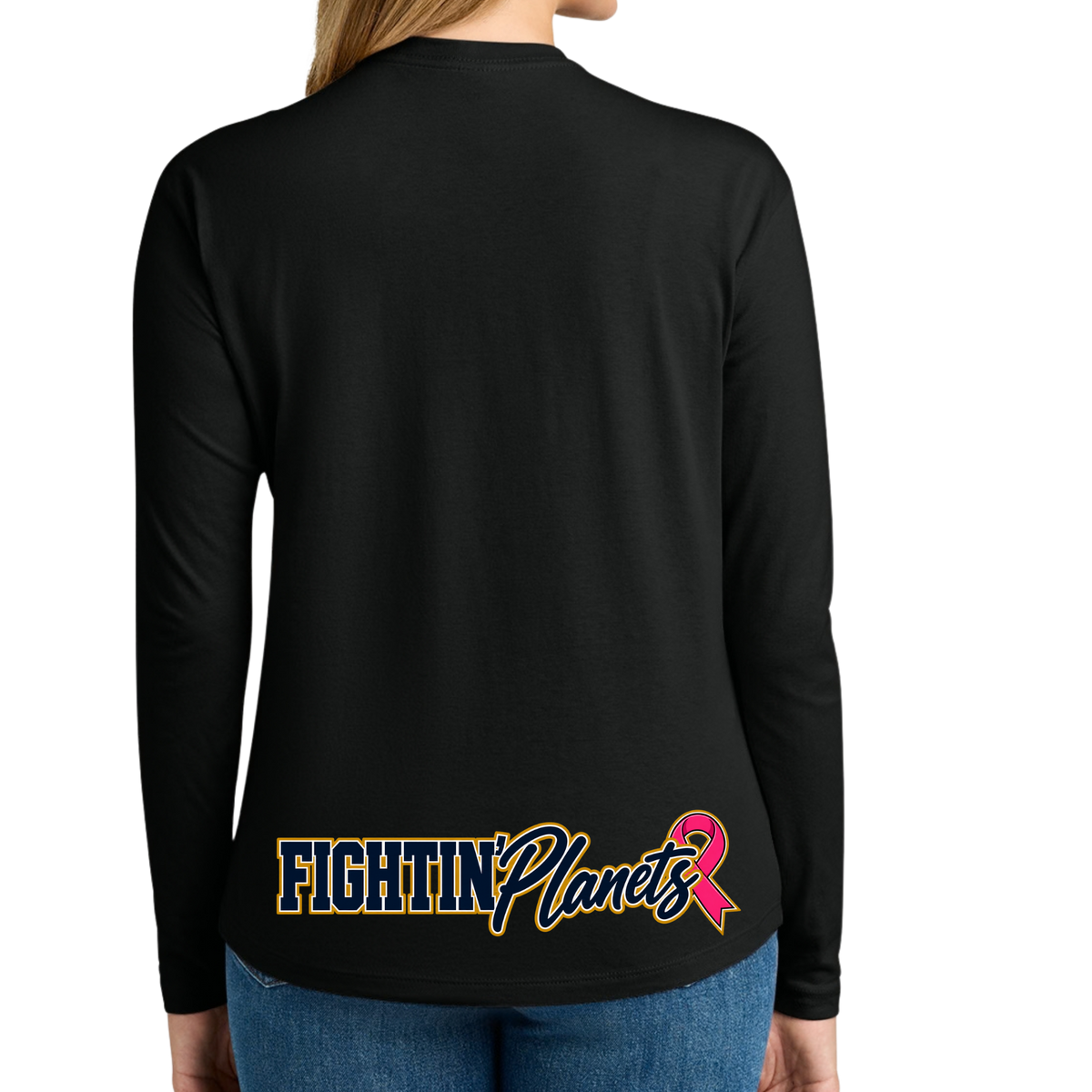 Pink Ribbon • Mars Fightin' Planet • Next Level Apparel® Women’s Cotton Relaxed Long Sleeve Tee