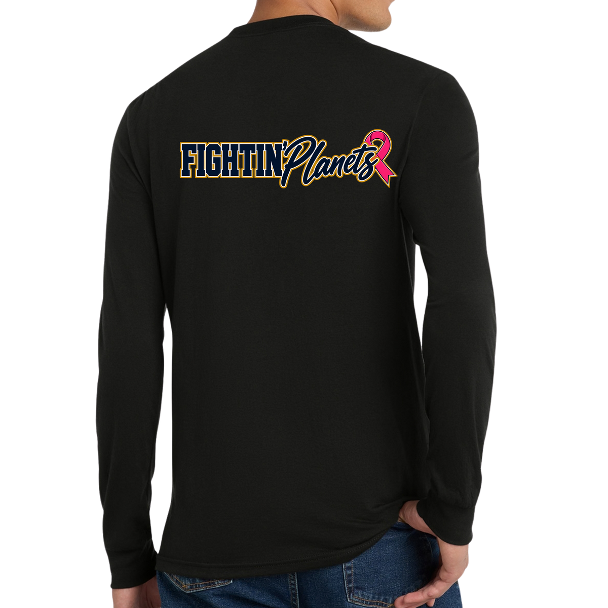 Pink Ribbon • Fightin’ Planets • District® Perfect Tri® Long Sleeve Tee