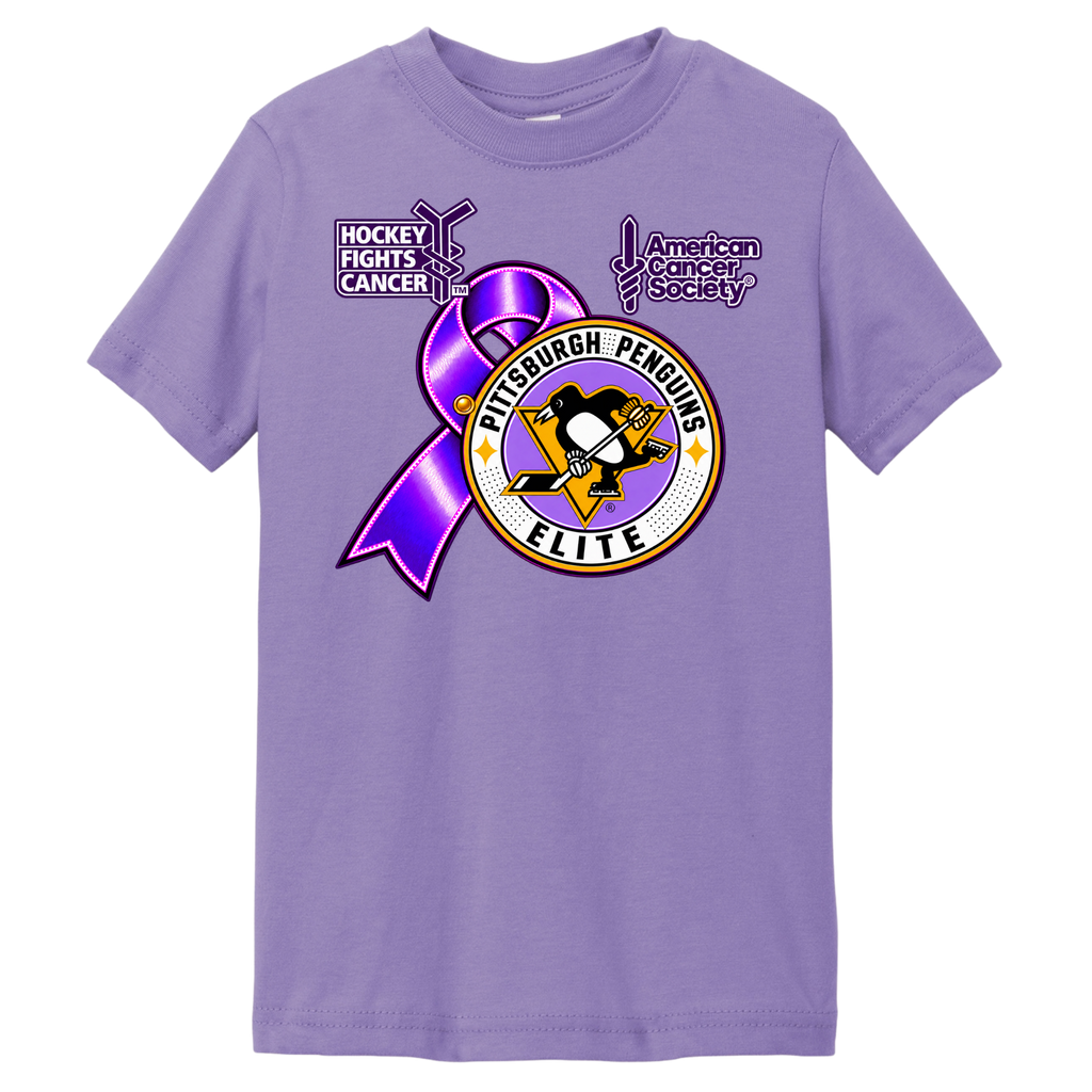 Toddler/Unisex | Pittsburgh Penguins Elite • Hockey Fights Cancer • Purple Ribbon Logo T Shirt