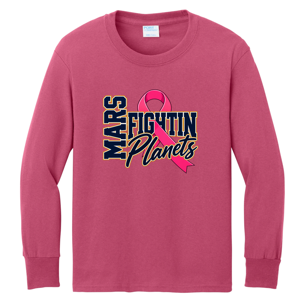 Pink Ribbon • Fightin Planet • Youth Long Sleeve Core Cotton Tee