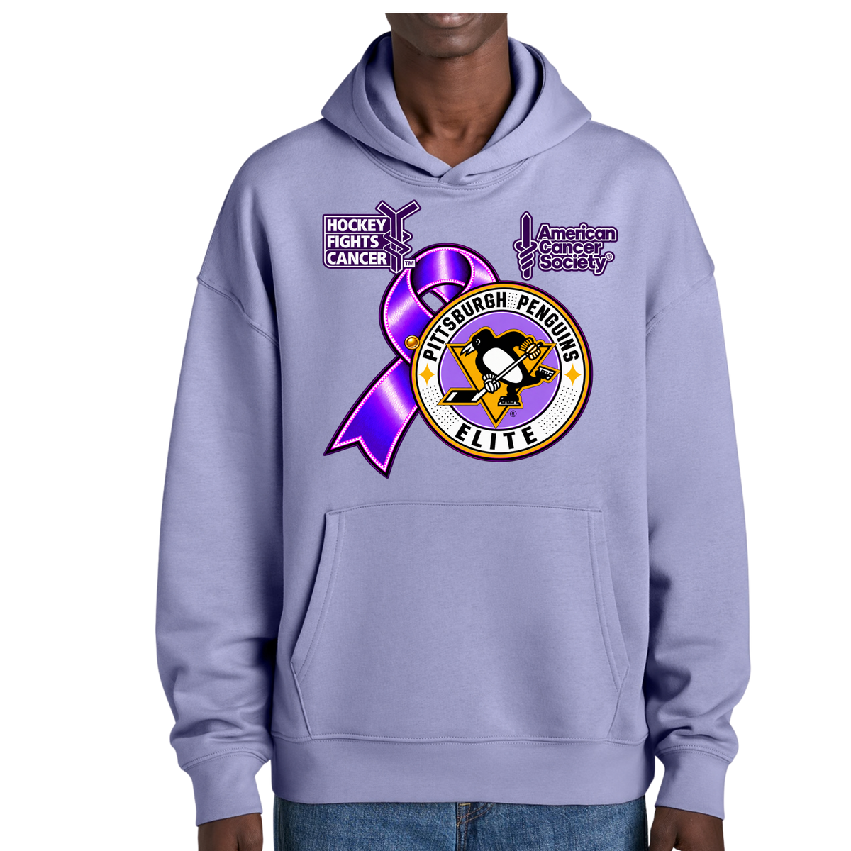 Adult/Unisex | Pittsburgh Penguins Elite • Hockey Fights Cancer • Purple Ribbon Hoodie