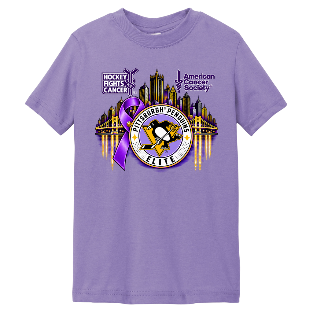 Toddler/Unisex | Pittsburgh Penguins Elite • Hockey Fights Cancer • Purple Ribbon Logo T Shirt