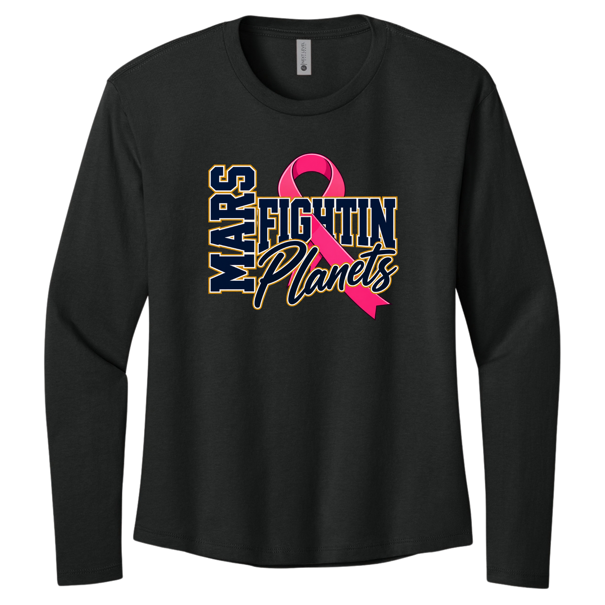 Pink Ribbon • Mars Fightin' Planet • Next Level Apparel® Women’s Cotton Relaxed Long Sleeve Tee