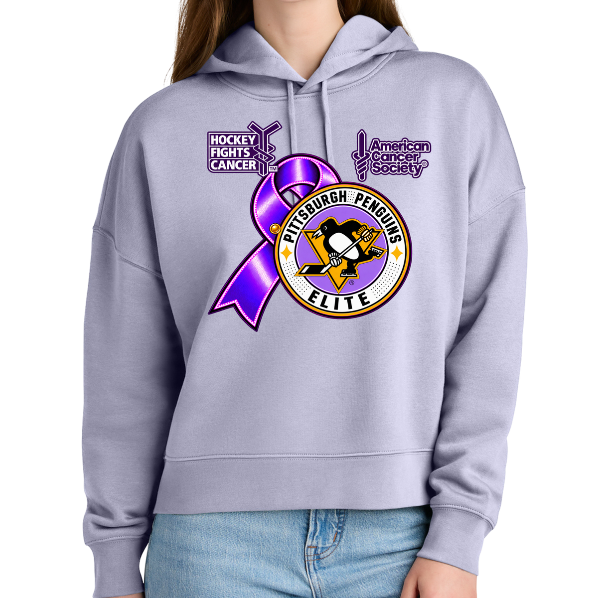Woman's | Pittsburgh Penguins Elite • Hockey Fights Cancer Apparel • Purple Ribbon Logo
