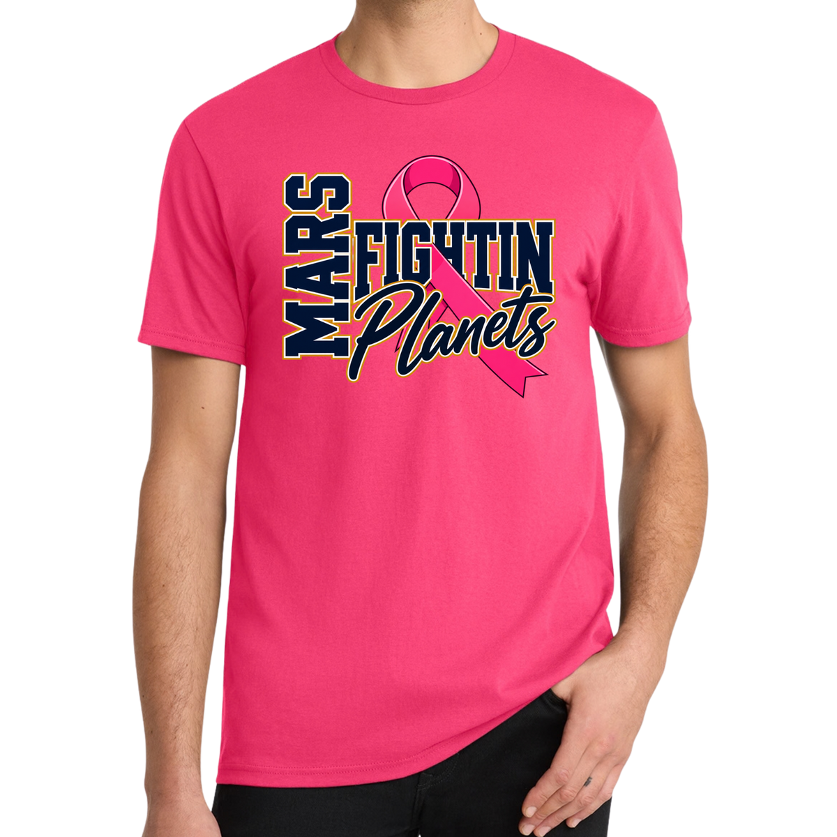Pink Ribbon • Mars Fightin Planets Front Design  • District® The Concert Tee®