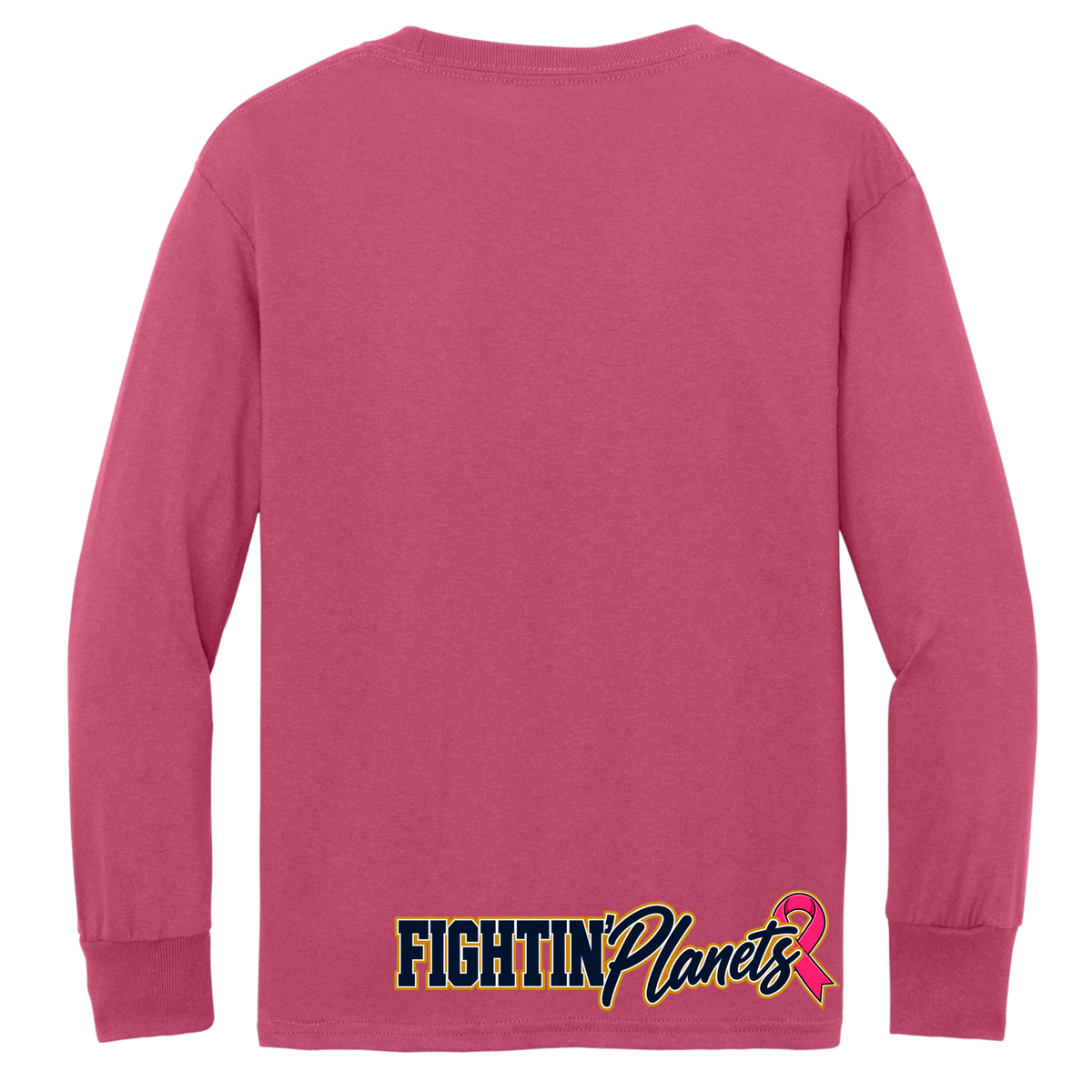 Pink Ribbon • Fightin Planet • Youth Long Sleeve Core Cotton Tee