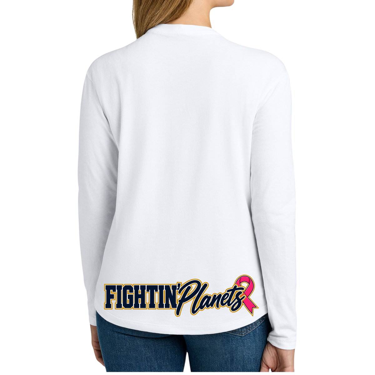 Pink Ribbon • Mars Fightin' Planet • Next Level Apparel® Women’s Cotton Relaxed Long Sleeve Tee