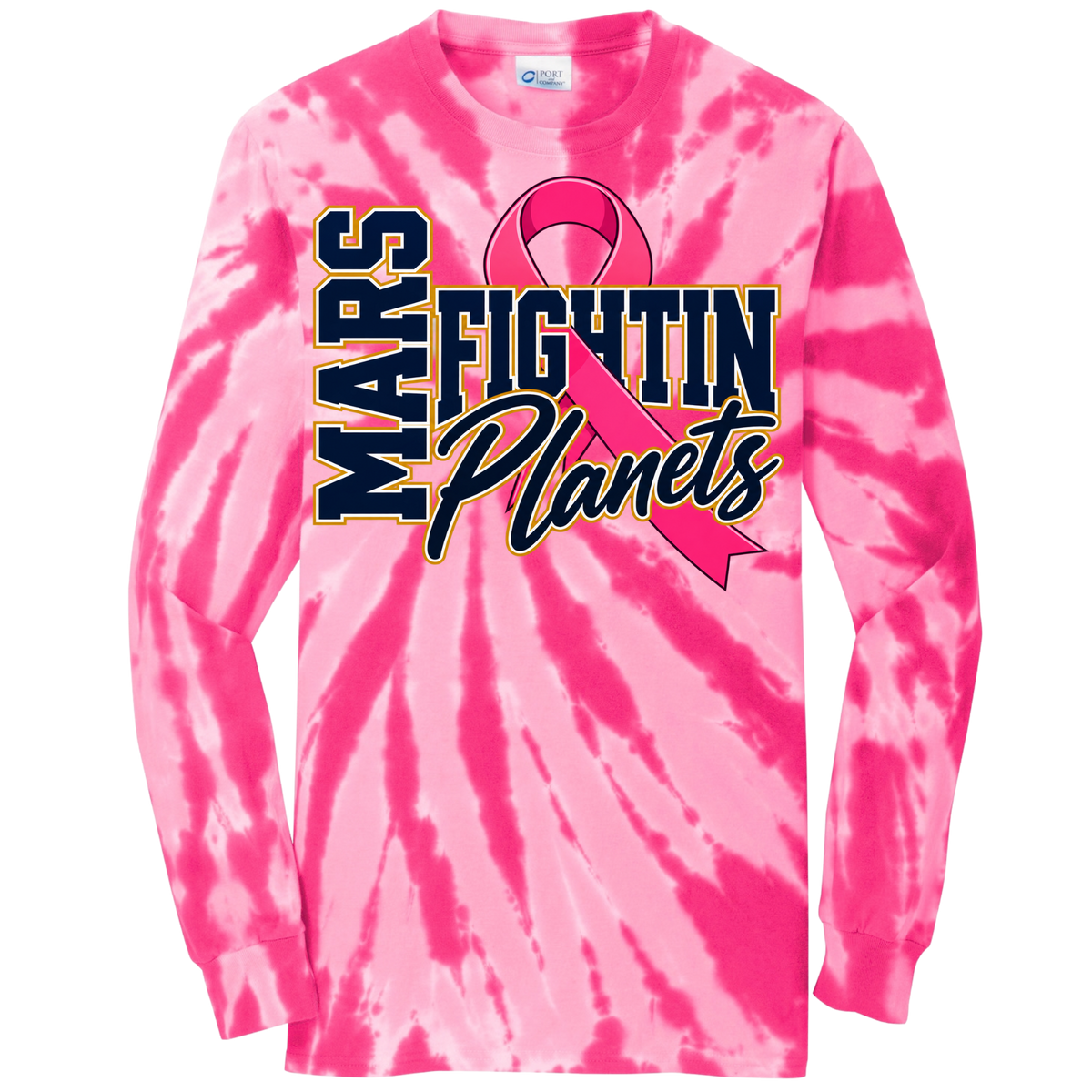 Adult • Mars Fightin Planets Breast Cancer Awareness Pink Ribbon • Tie Dye