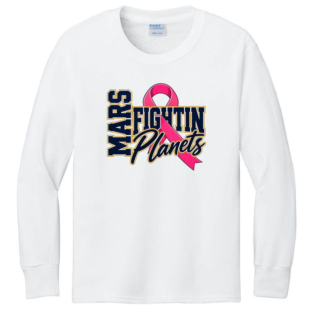 Pink Ribbon • Fightin Planet • Youth Long Sleeve Core Cotton Tee